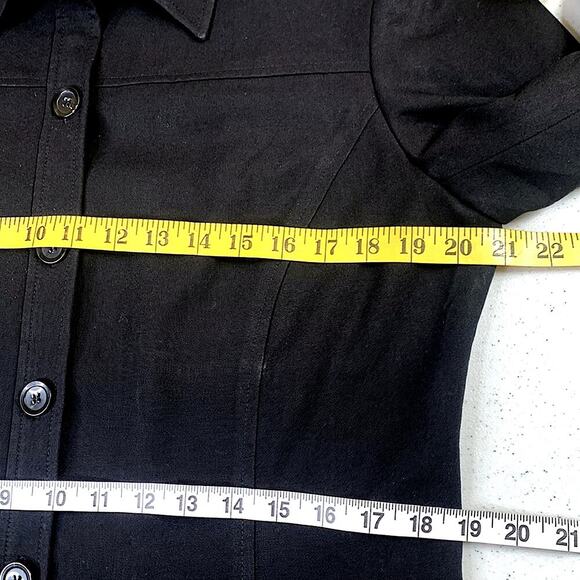 Liz Claiborne Long Sleeve Button Down Shirt Jacket Shacket Size 10 Black - Picture 8 of 12